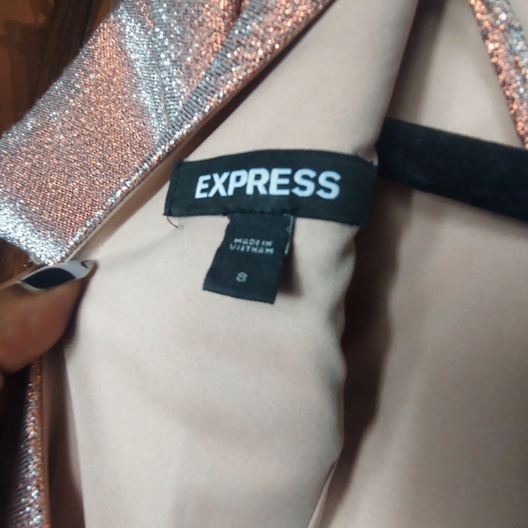 Express Pink Metallic Short Sleeve Dress Sz 8 - Picture 7 of 12